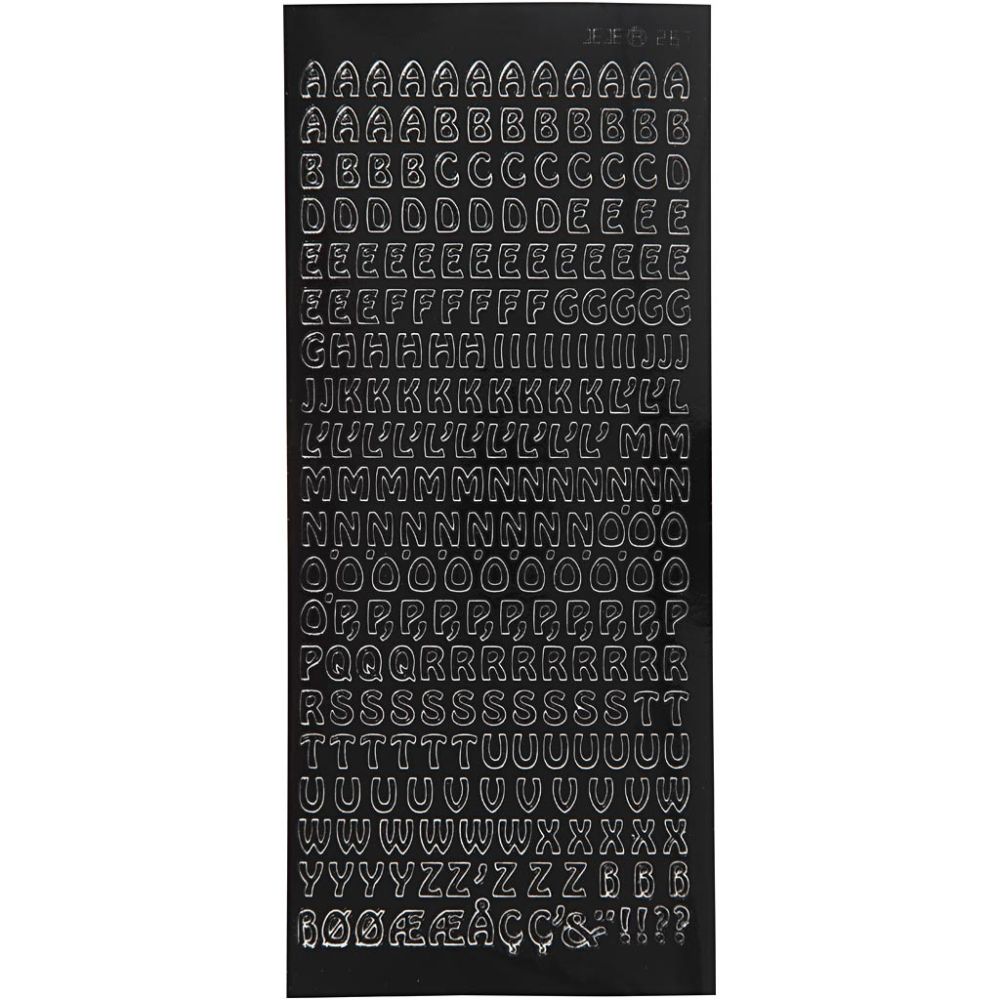 Klistremerker/ stickers sort/ svart - Alfabet/ bokstaver H: ca 1cm