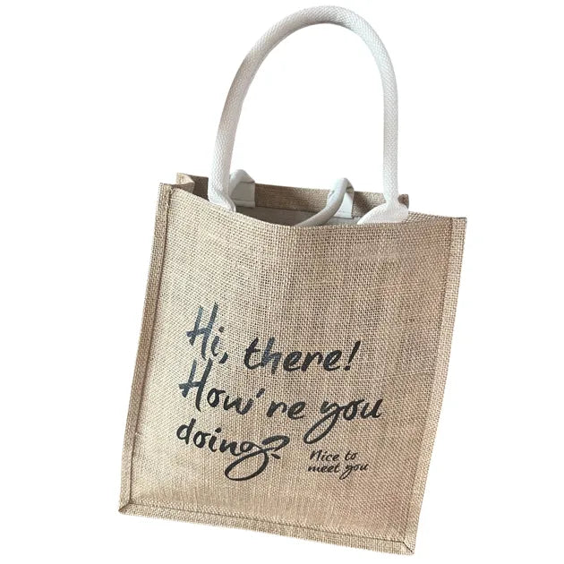 Bag med håndtak - jute - 2 design å velge mellom