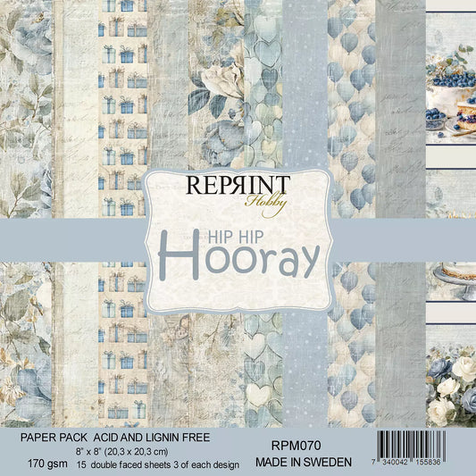Bestill nå! Kommer snart. NYHET! Reprint mønsterarkpakke - Hip hip horray - Collection 8x8