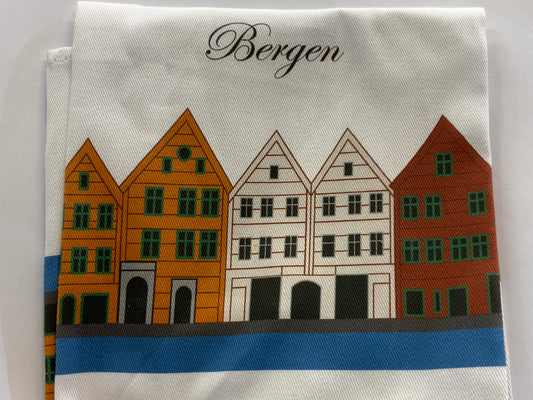 Kjøkkenhåndkle med motiv bryggen i Bergen