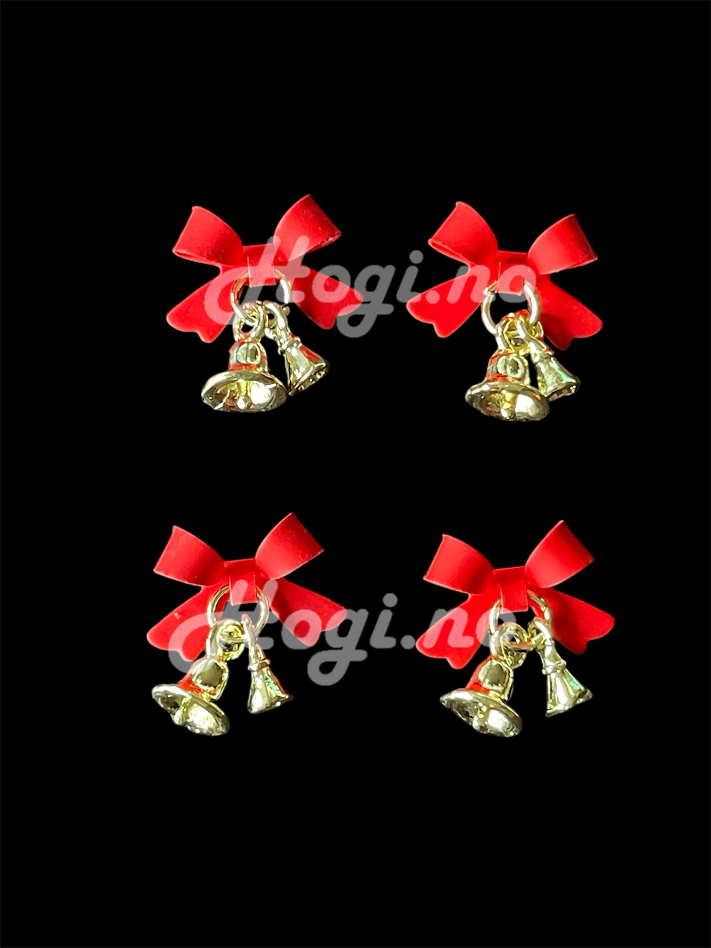 Charms - miniatyr - metallcharms - 4 stk Sløyfe med bjeller - Velg mellom flere farger