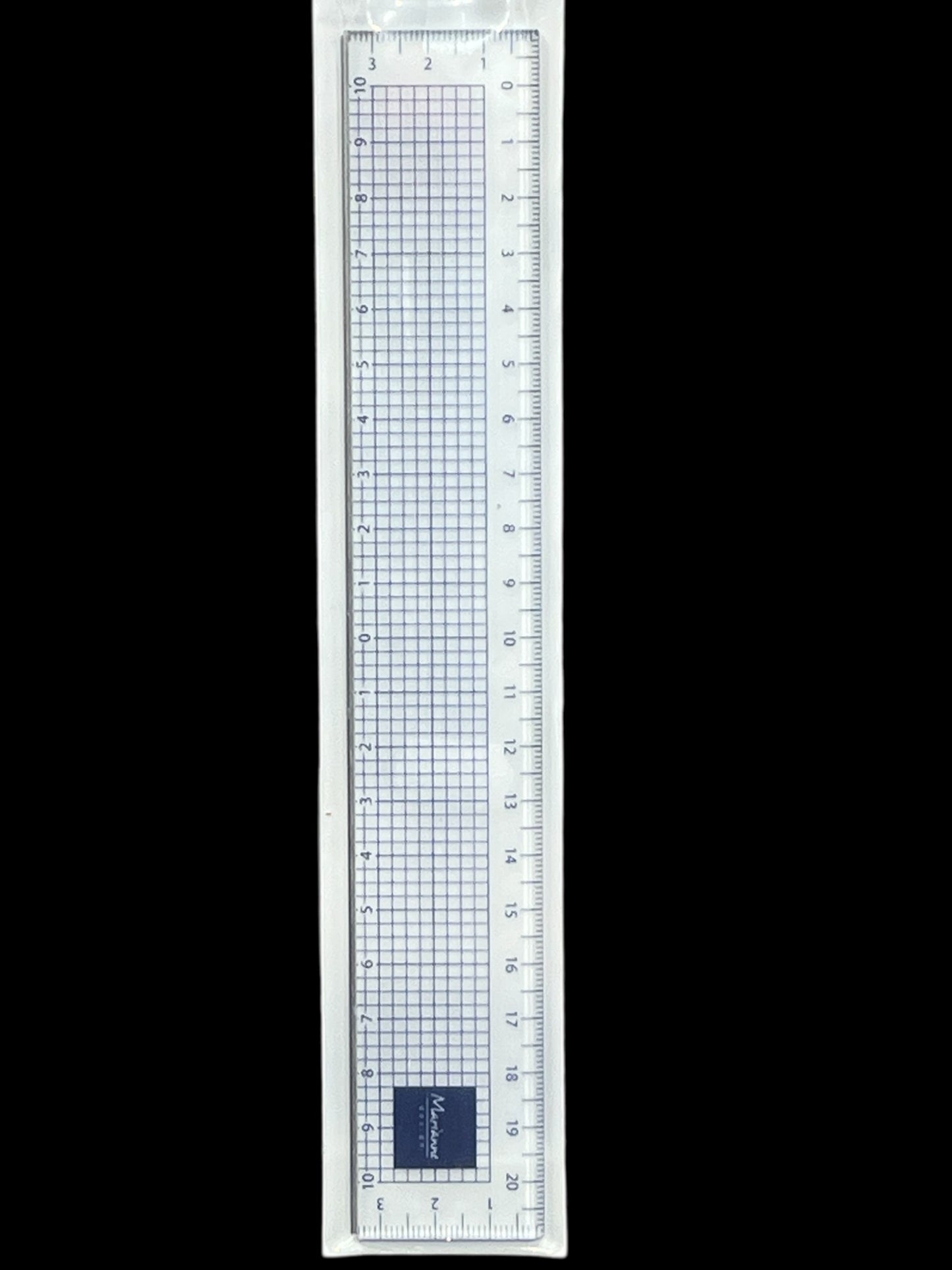 Marianne Design linjal med rutenett og stålstripe på ene siden -  Ruler 20 cm (LR0049)