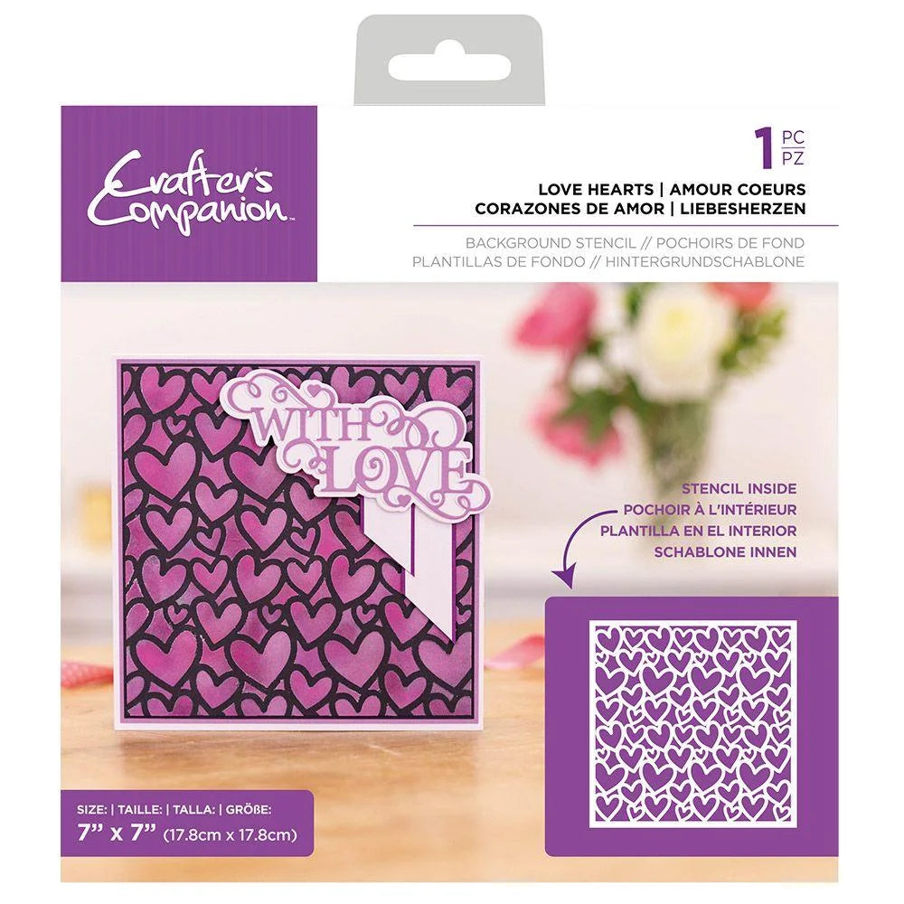 Crafter's Companion - stensil sett -  Love Hearts  (CC-STEN-LOVEHEA)
