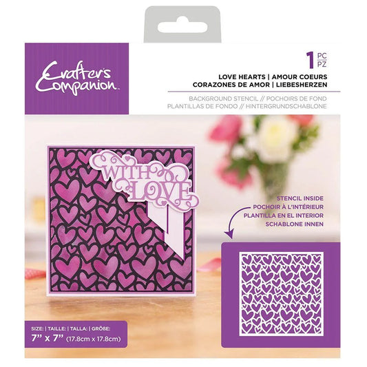 Crafter's Companion - stensil sett -  Love Hearts  (CC-STEN-LOVEHEA)