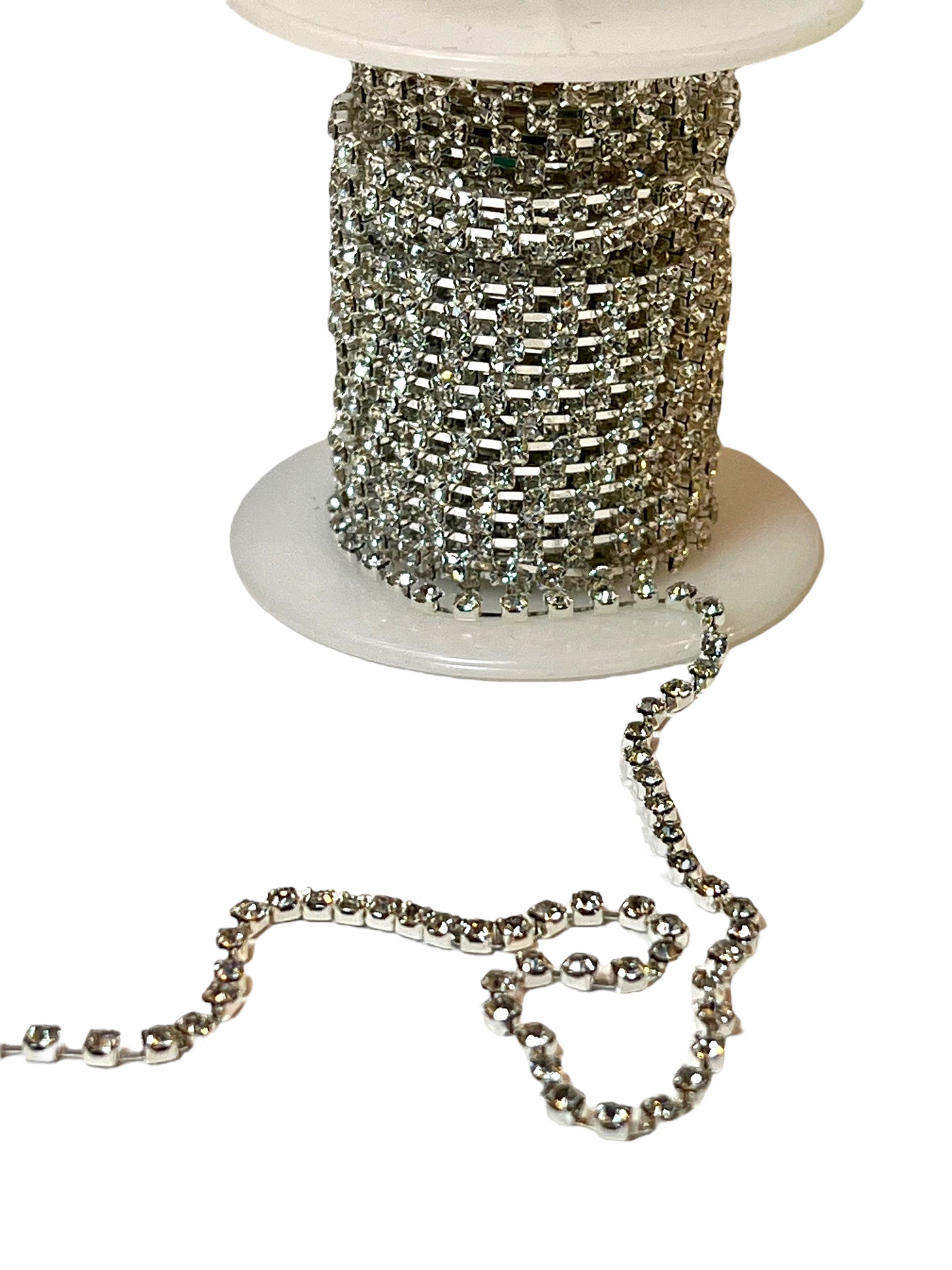 Blingbånd/ rhinestonebånd Bånd med rhinsten i sølvfarget metallomramning