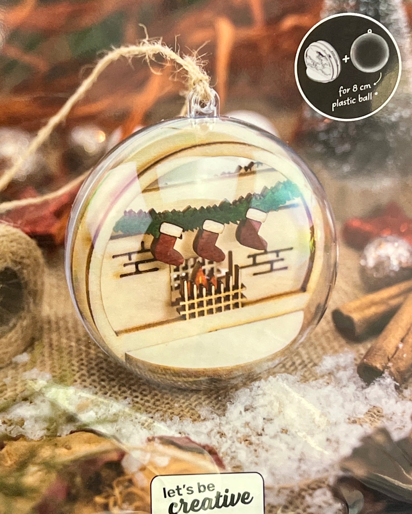 3D Figursett i tre til julekuler - 10 ulike motiver å velge i, passer til julekule Ø: 80mm