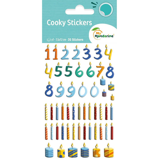 Cooky stickers - Klistremerker tall og kakelys - 35 stk
