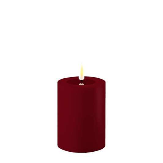 LED Candle - 1 stk kubbelys Bordeaux / rød D:7,5 cm x H: 10cm utendørs