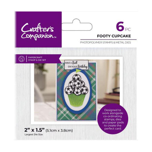Crafter’s Companion Footy cupcake Metal Die + stamp set- 3 dies + 3 stempler i settet