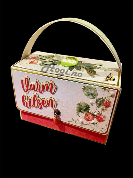 NYHET! Hobbypakke / materialpakke - Flott og praktisk veskeboks + oppskrift på Hogi.nos mini sjokoladekort.