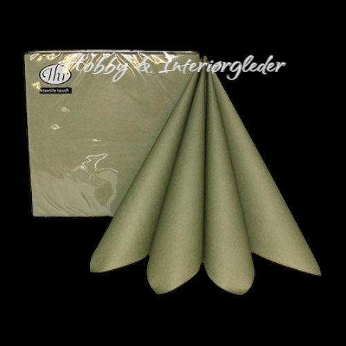 Servietter - middag - Dark Oliven - 12 stk 40 x 40cm