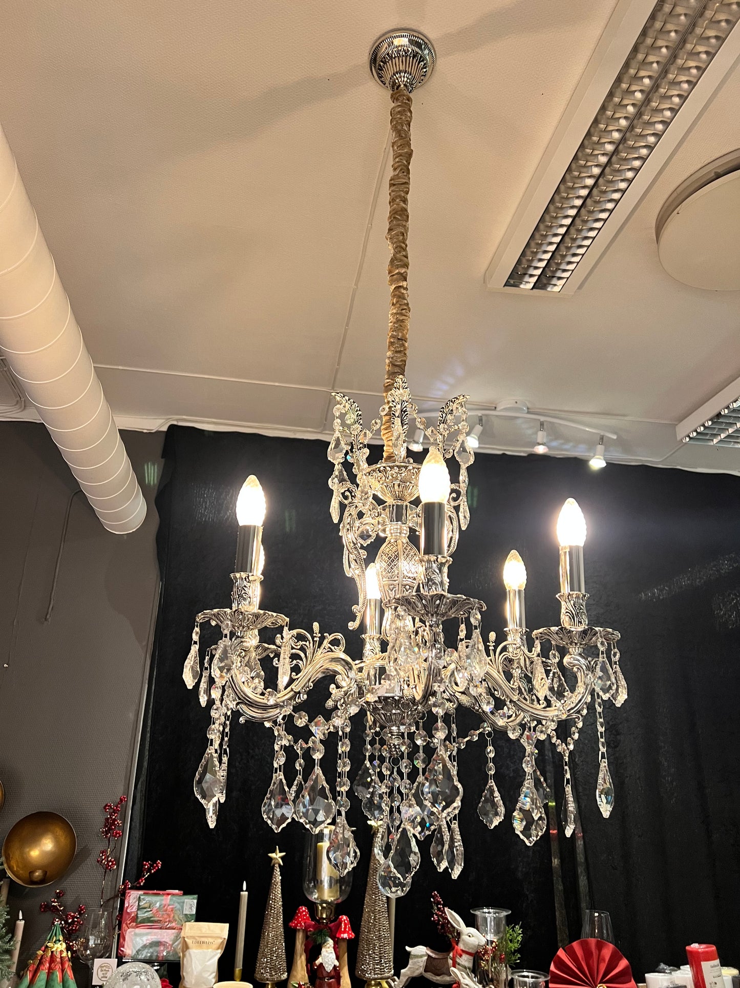 Allington lysekrone 6-arm antikksølv