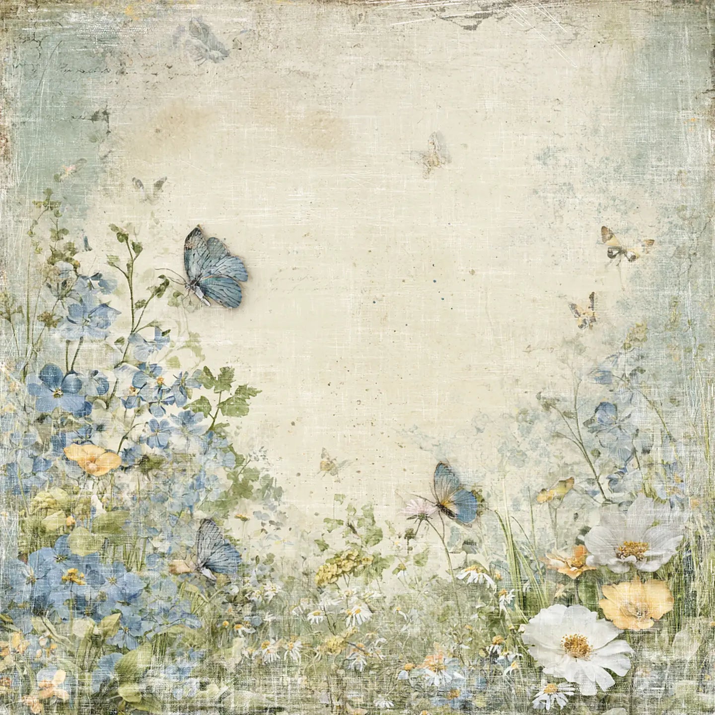 NYHET! Reprint  -  Hello Spring- Butterflies and flowers- 12x12- RP0735