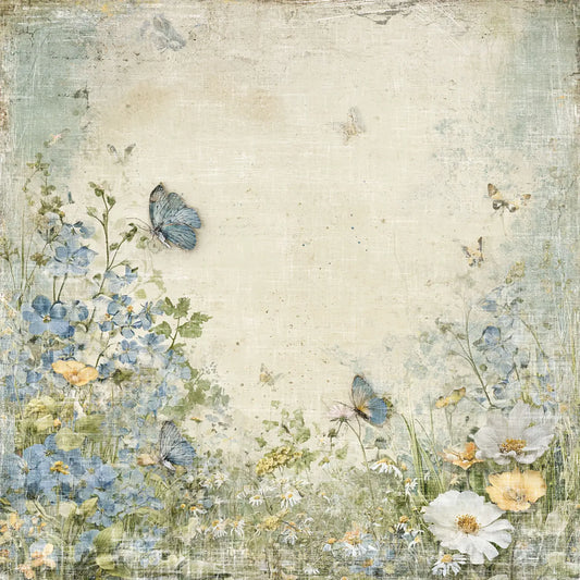 NYHET! Reprint  -  Hello Spring- Butterflies and flowers- 12x12- RP0735