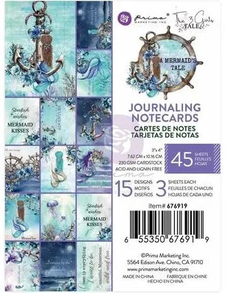 Mønsterark - arkpakke - Prima marketing - A Mermaid's Tale A Mermaid's Tale 3x4 Inch Journaling Cards (676919)