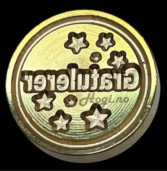 EKSKLUSIV NYHET! Hogi.no’s lakkstempel- wax sealing coin - ✨«Gratulerer»✨ med stjerner - lakkstempel segl-Ø 20mm eller Ø 30mm- velg størrelse.