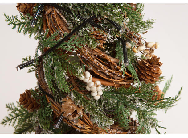 Juletre - LED-lys - kongler og hvite bær - h:62cm