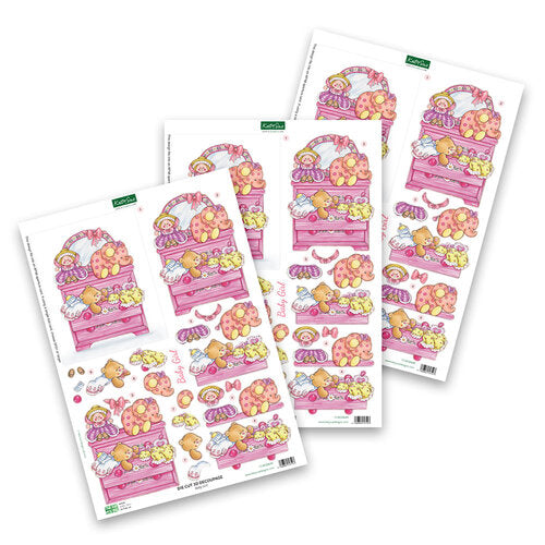 3D klippark -  baby girl kommode  - 3D Die Cut Decoupage Layers