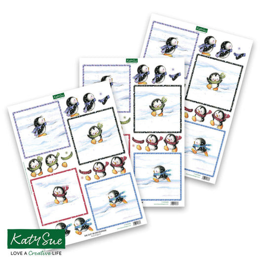 3D klippark - Busy Penguins 3D Die-Cut Decoupage (3pcs) (11-DCD628)
