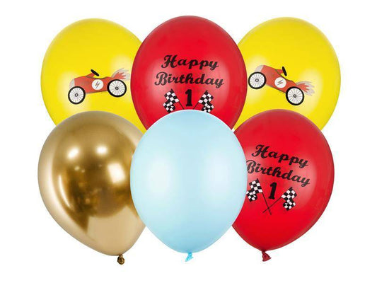 Lateksballonger Happy Birthday sett 30 cm 6 stk