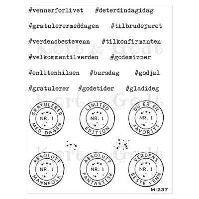 Kort & Godt stempelplate M237 hashtag små ord
