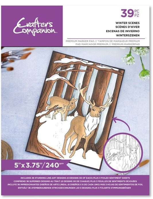 TILBUD! Crafters Companion - Card Front Colouring Pads - Winter scenes