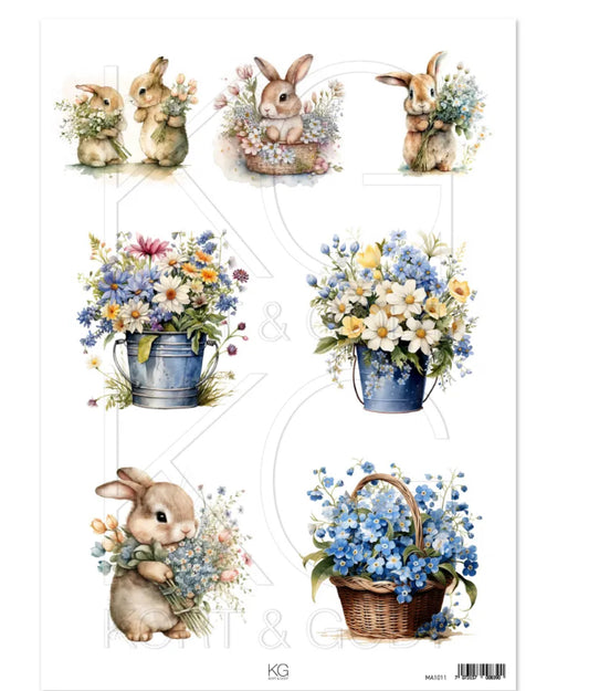 NYHET! Kort & Godt Motivark Blomster kanin