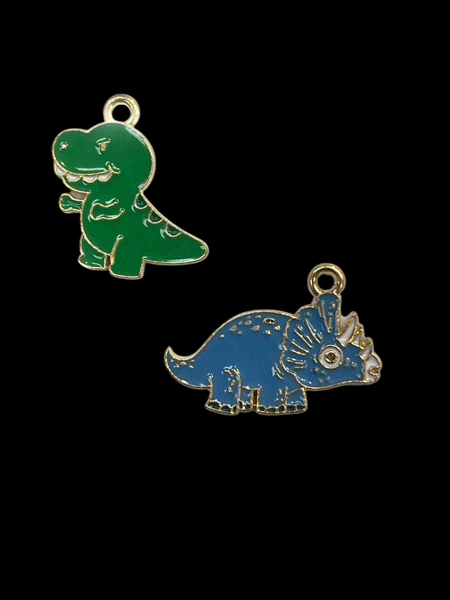 Charms - metallcharms - miniatyr : Dinosaur  2 stk pr pk  assortert