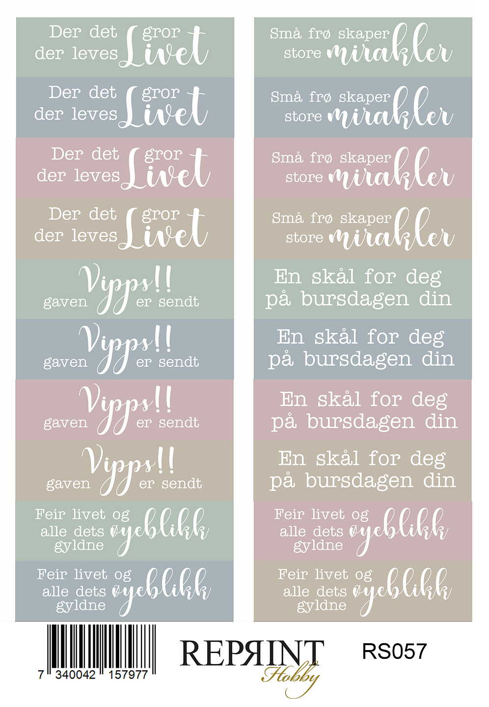 NYHET! 	Stickers Reprint -The Pottery Norsk text - 11x16 cm