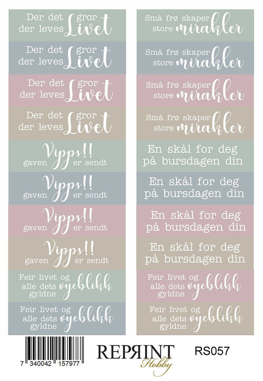 NYHET! 	Stickers Reprint -The Pottery Norsk text - 11x16 cm