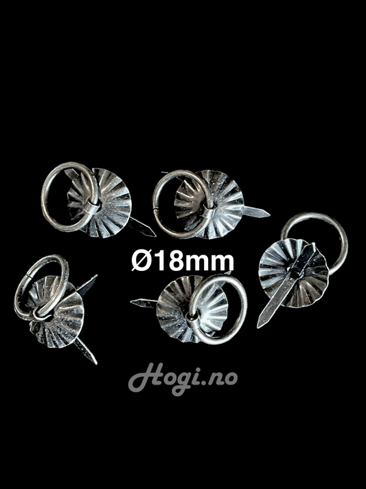 5 stk Håndtak med splittbindersfeste- sotfarget metall - Ø ca 18mm