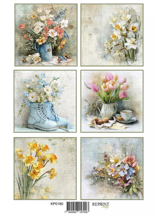 NYHET! Reprint  - klippark -  Hello Spring Flowers - A4 - KP0180