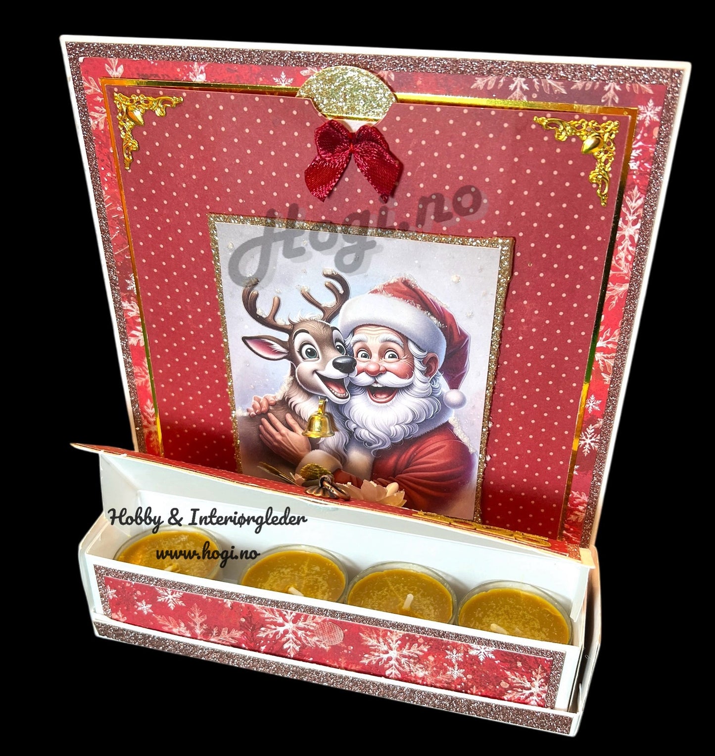 Hobbypakke: Spennende te-lys gaveeske med kort. Hogi.no’s idé og design.