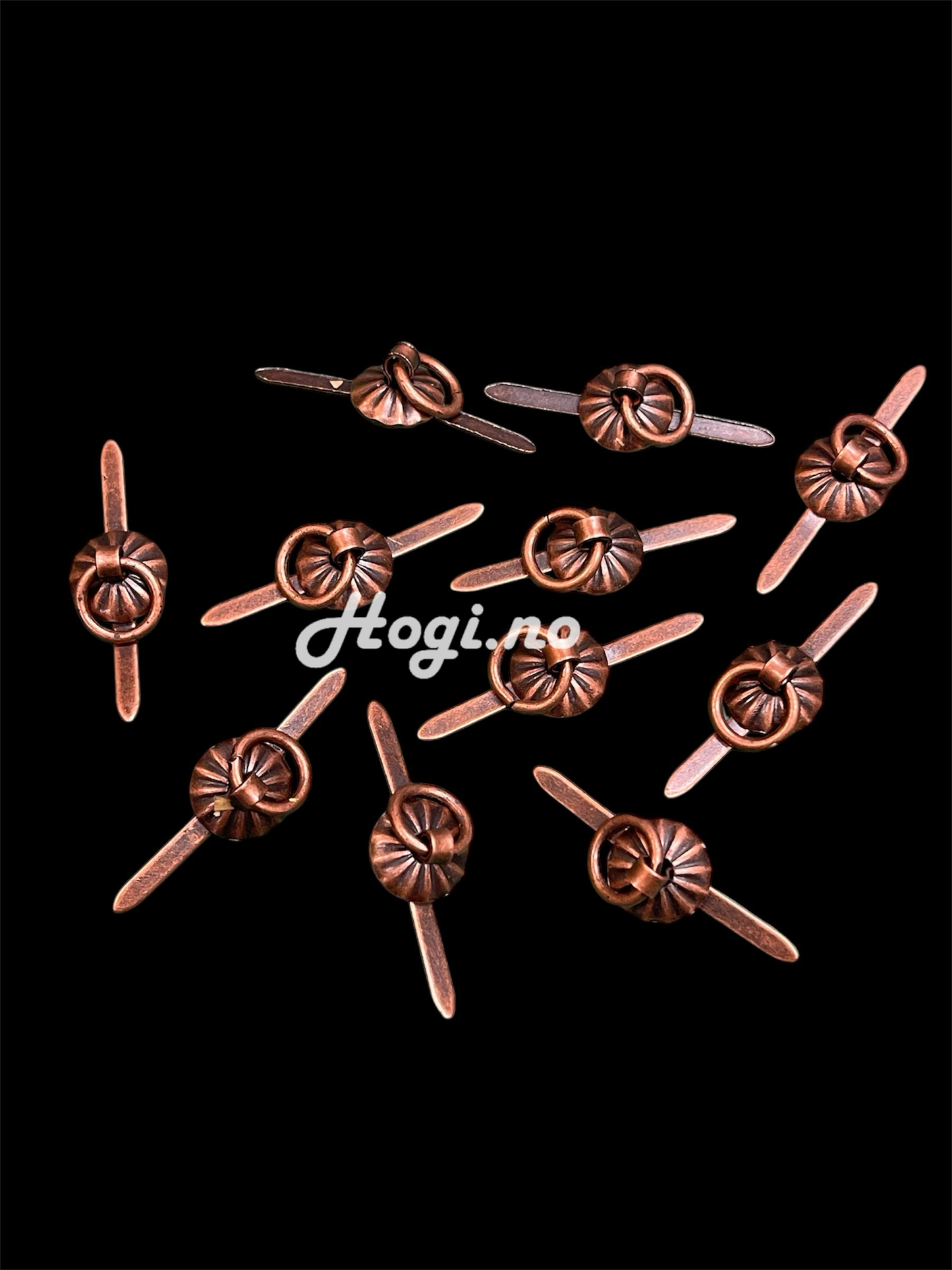 Håndtak m/splittbinders- metall- kobberbrun- 12 stk