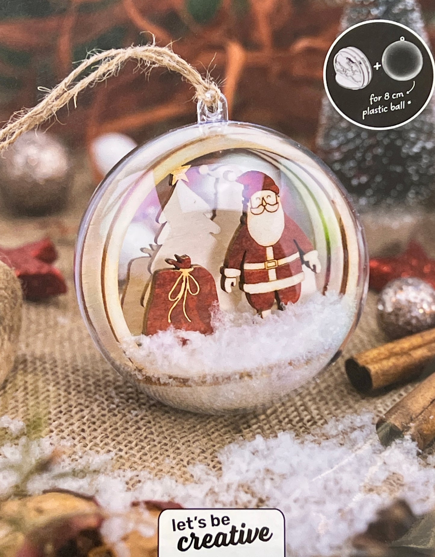 3D Figursett i tre til julekuler - 10 ulike motiver å velge i, passer til julekule Ø: 80mm