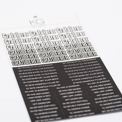 Kort & Godt klistremerker - sti1002 Stickers - Gratulerer sort