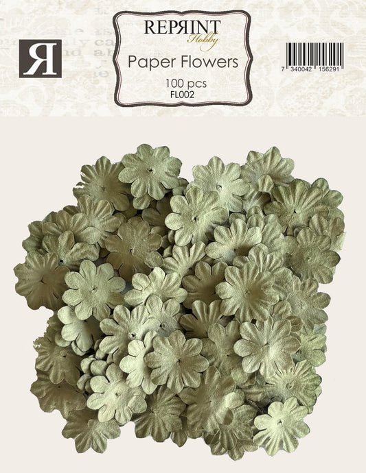 NYHET! Reprint Mini Papirblomster 20 mm 100 stk - grønne
