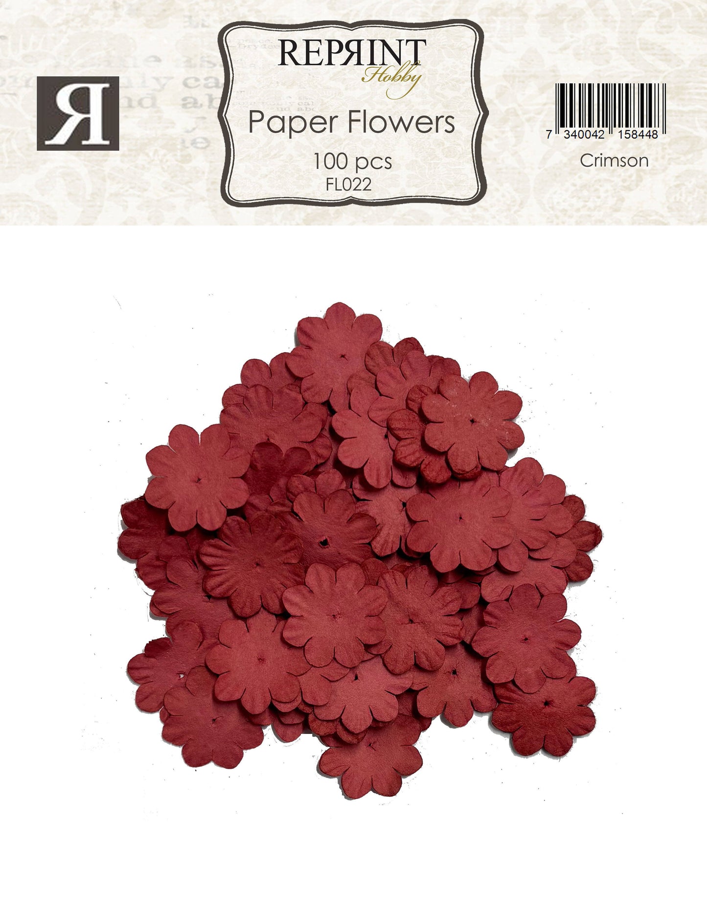 Reprint Mini Papirblomster 20 mm 100 stk - Crimson