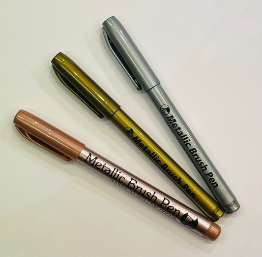 NYHET!! Metallic brush pen / tusj- velg farge -  som bla. kan brukes på Wax stamp/ lakksegltrykk