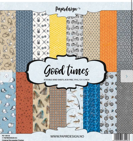 TILBUD! Papirdesign mønsterarkpakke 12’x12’ - Good Times  8stk dobbeltsidige.