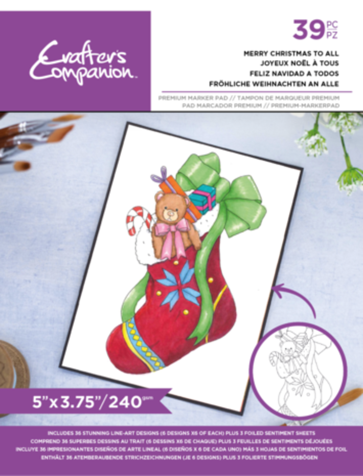 Crafters Companion - Card Front Colouring Pads - Merry Christmas To All