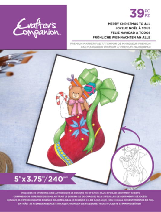Crafters Companion - Card Front Colouring Pads - Merry Christmas To All
