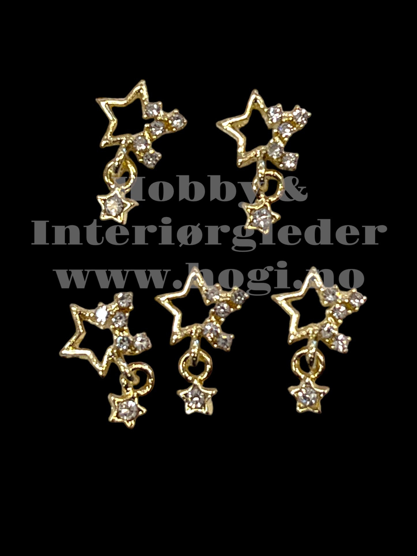 Metallcharms - stjerne med rhinestones