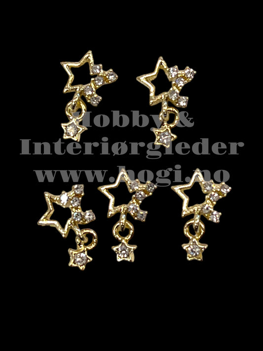 Metallcharms - stjerne med rhinestones