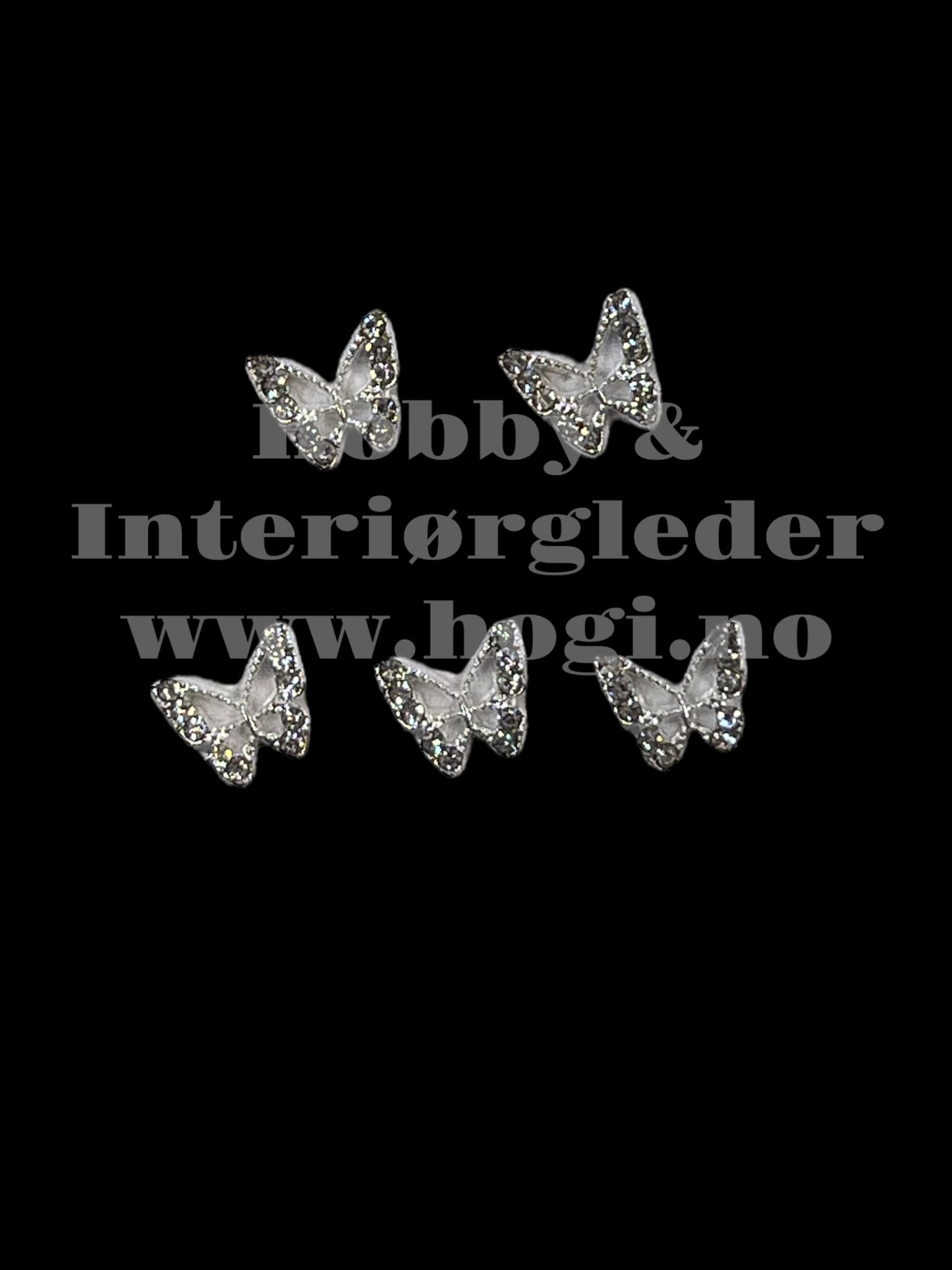 3D mini Sommerfugl - metallcharms med rhinestones