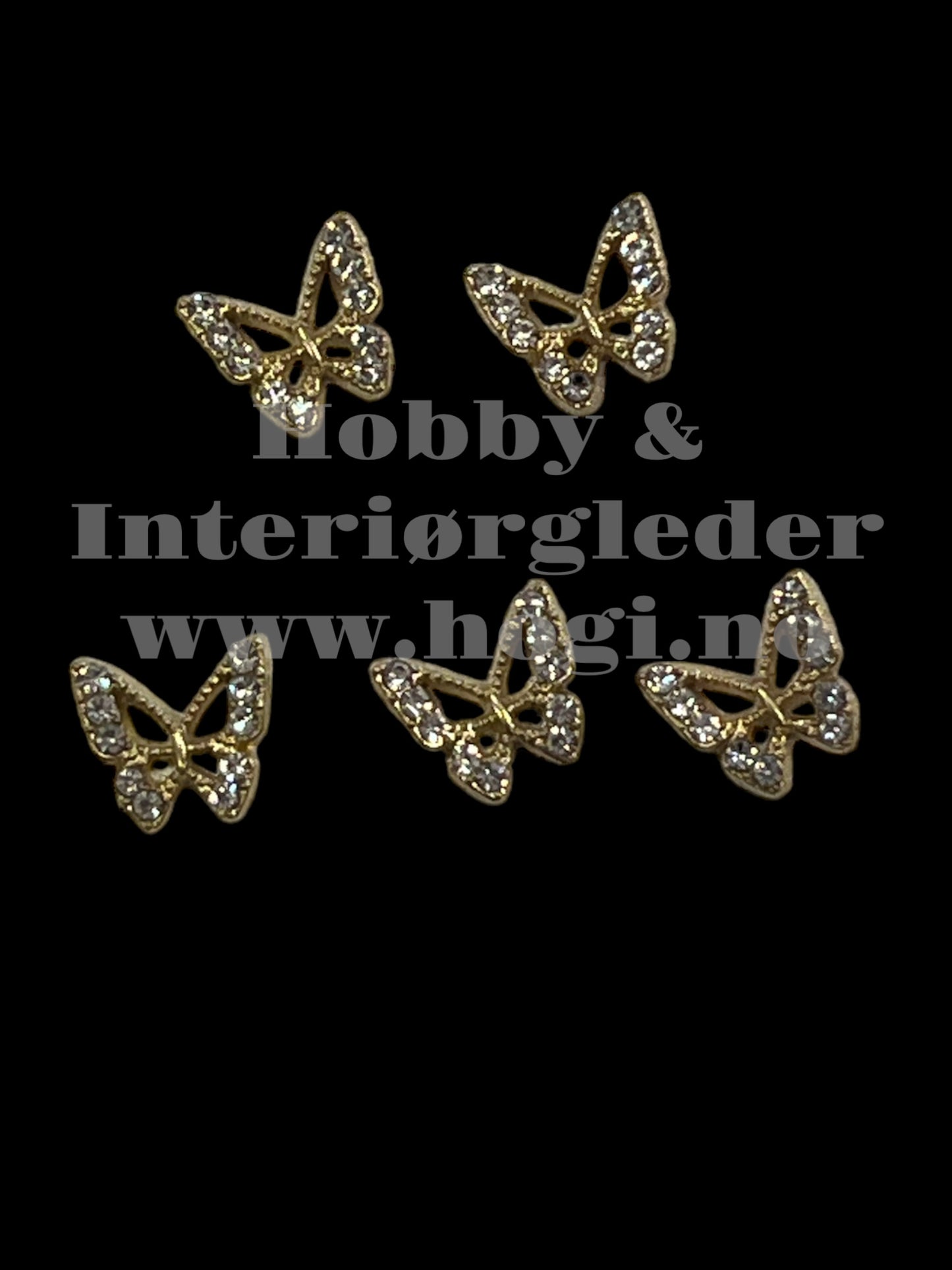 3D mini Sommerfugl - metallcharms med rhinestones