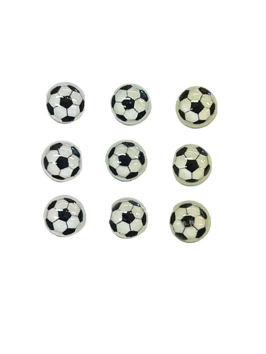 Charms - 3D fotball med flat bakside 9 stk