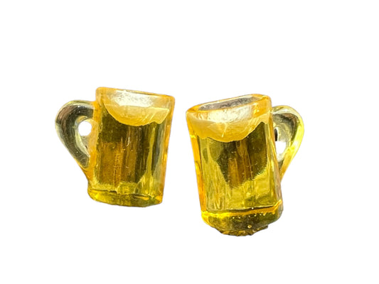 Miniatyr 2 stk  øl glass  H:1cm B:1,2cm
