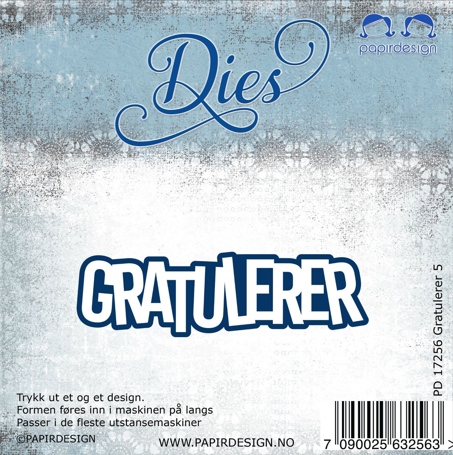 Papirdesign tekstdie -  Gratulerer 5 -  die m/skyggedie pdPD1668