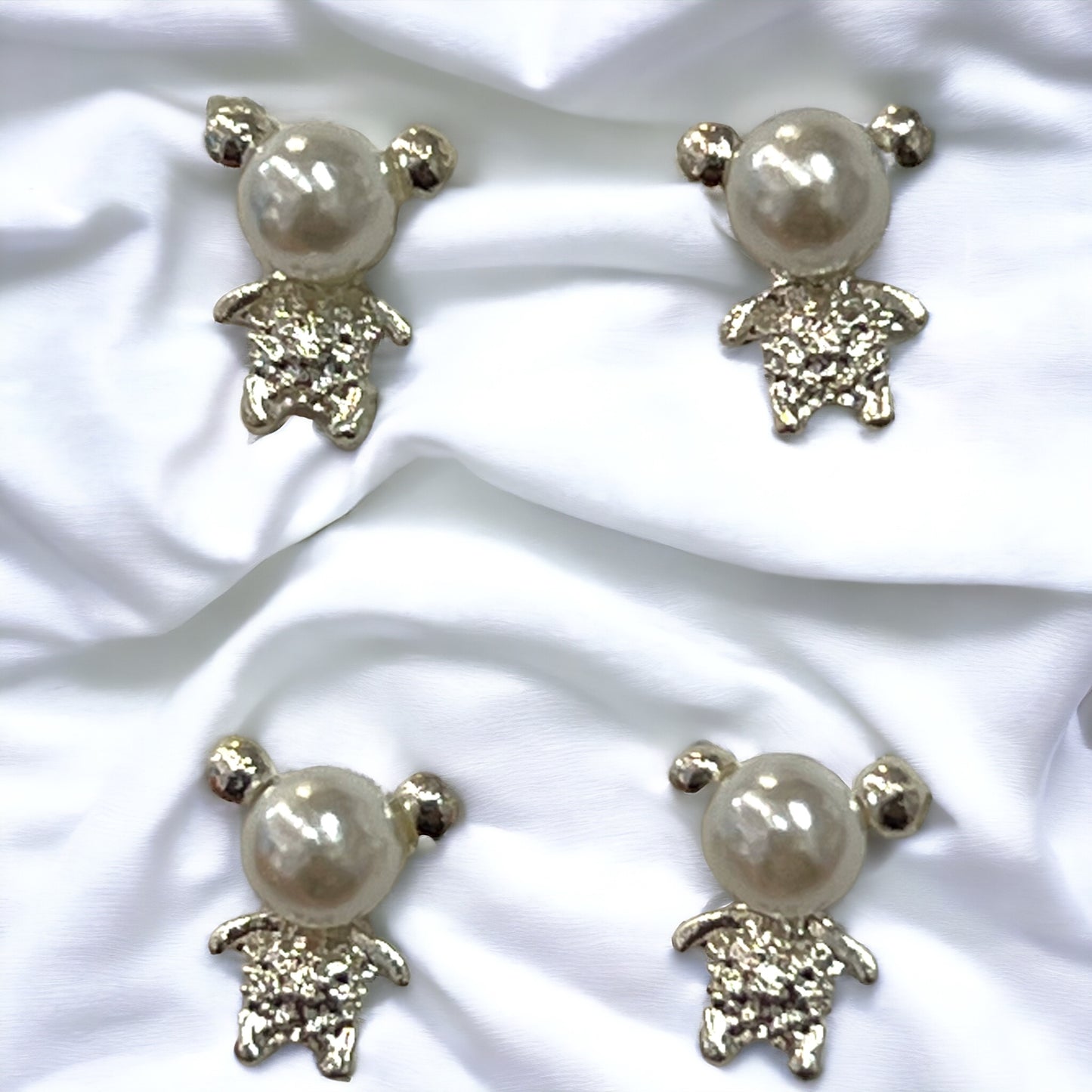 Charms - miniatyr - metallcharms - Bamse med perle